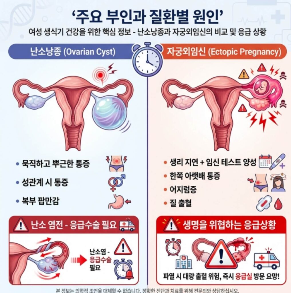 여자 오른쪽 아랫배 통증
