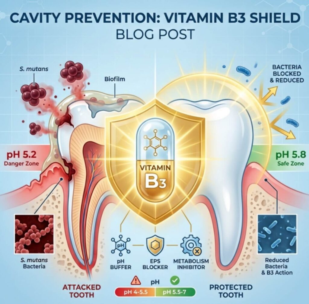 충치 원인 S.뮤탄스 비타민 B3 