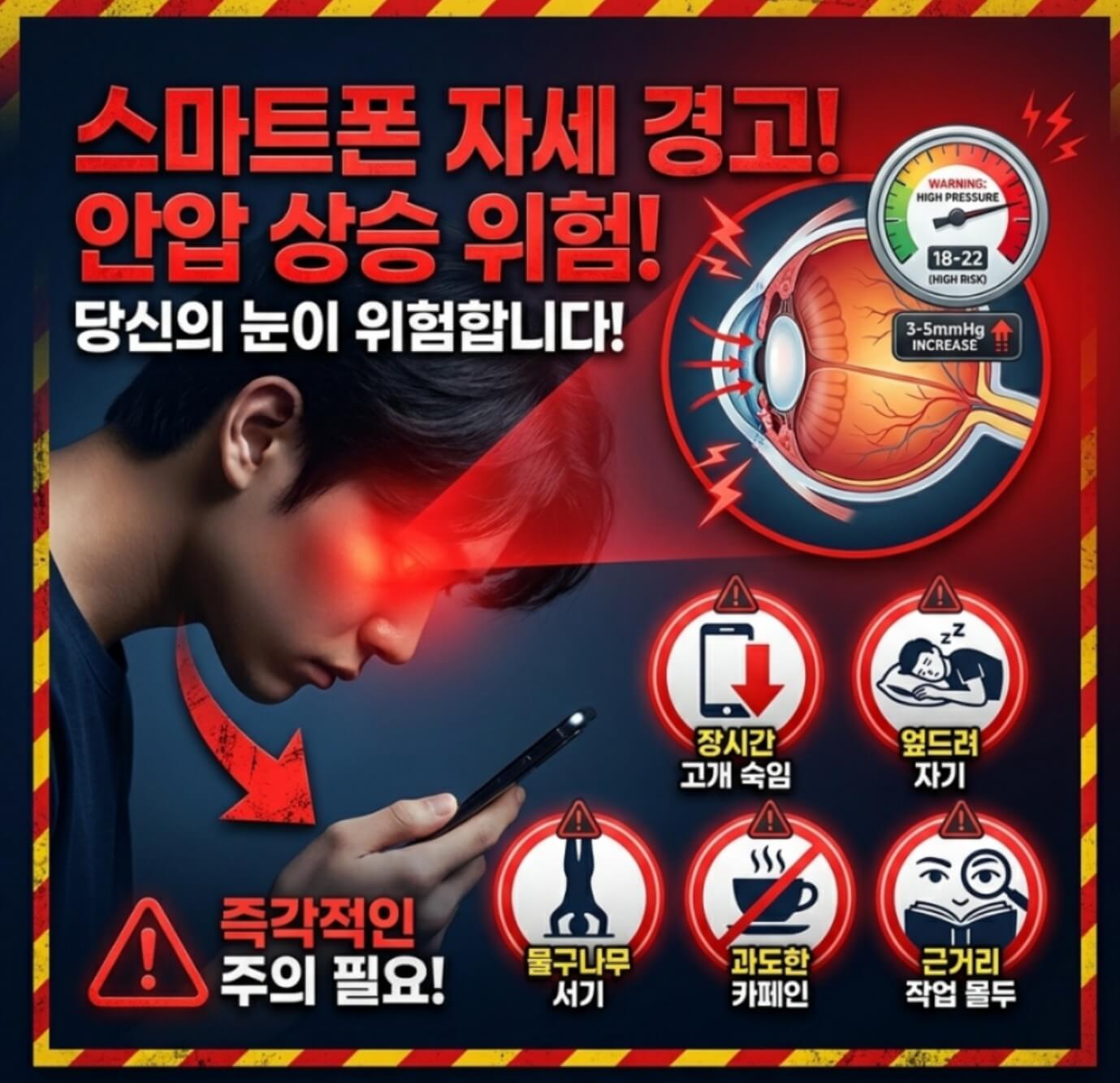  스마트폰 자세 안압 상승