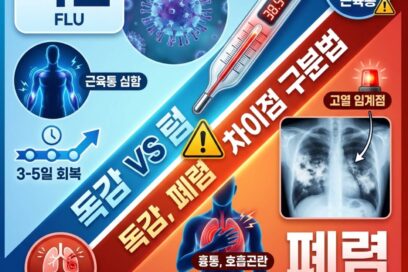 독감 vs 폐렴 차이점 구분법: 38.5도 고열과 흉통의 경고 (2026)