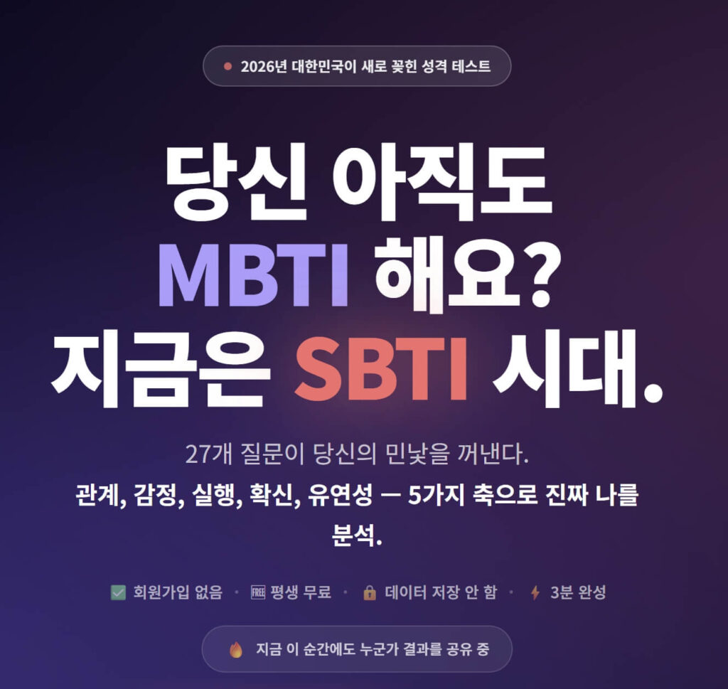 sbti 테스트 링크 검사 결과 유형