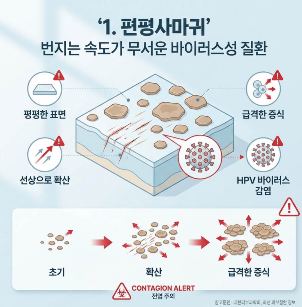 편평사마귀 vs 쥐젖 vs 비립종