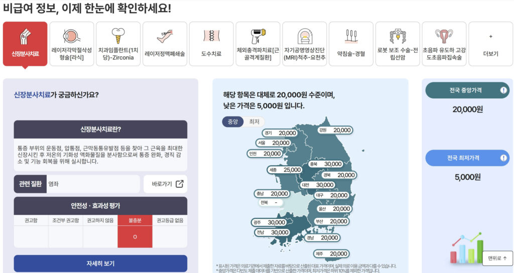 비급여 정보 포털 이용 방법