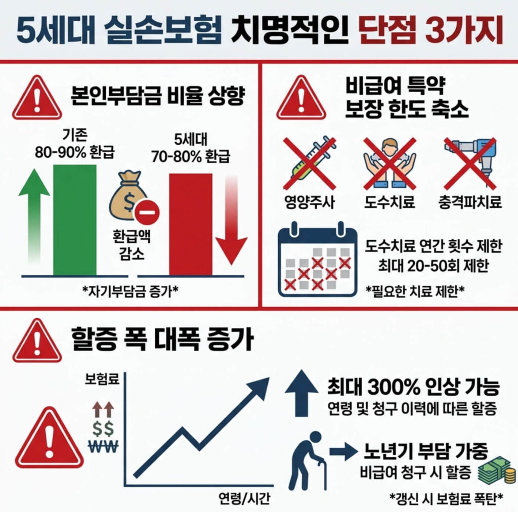 5세대 실손보험 단점 불이익