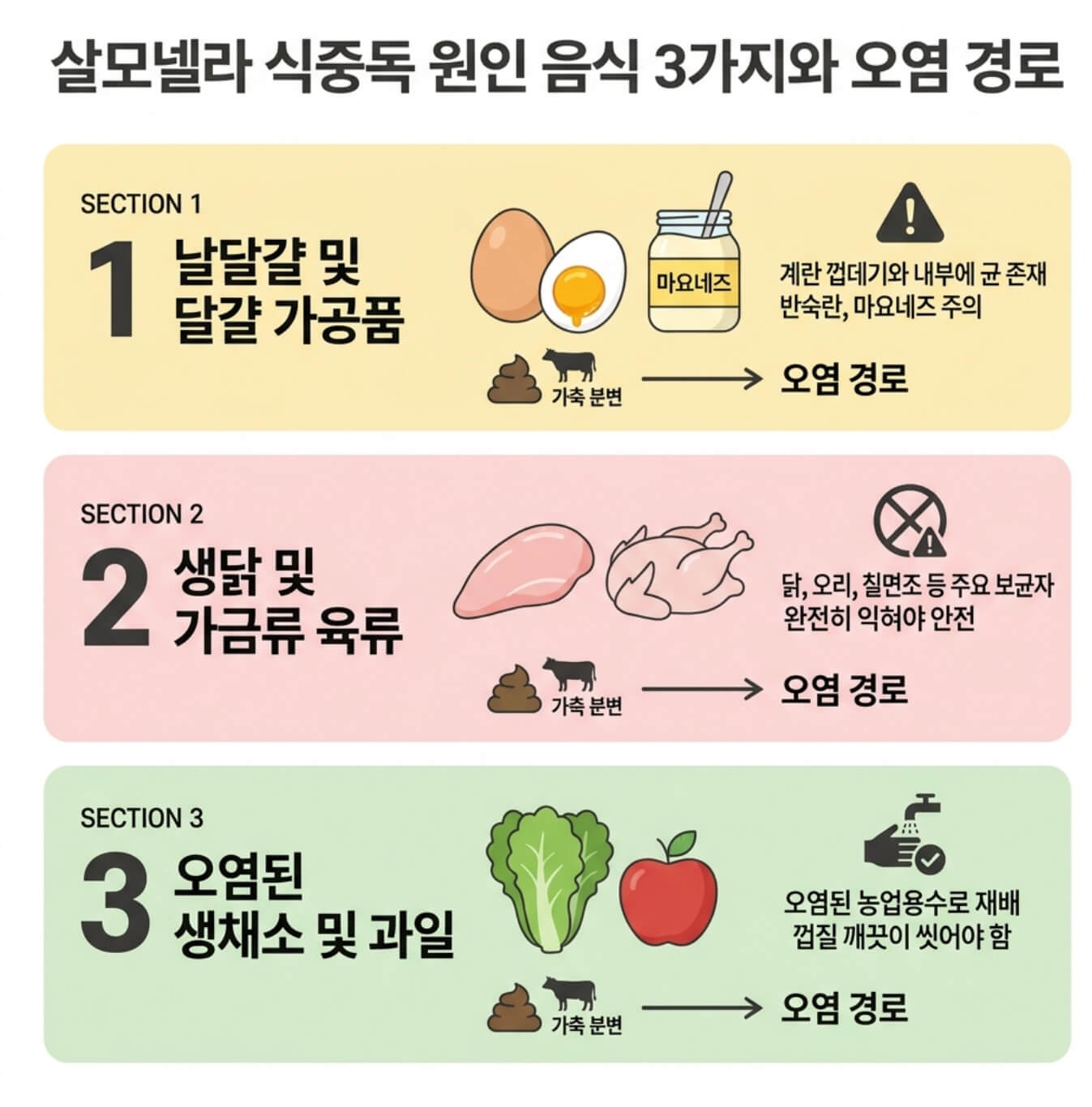 살모넬라 식중독 원인 음식