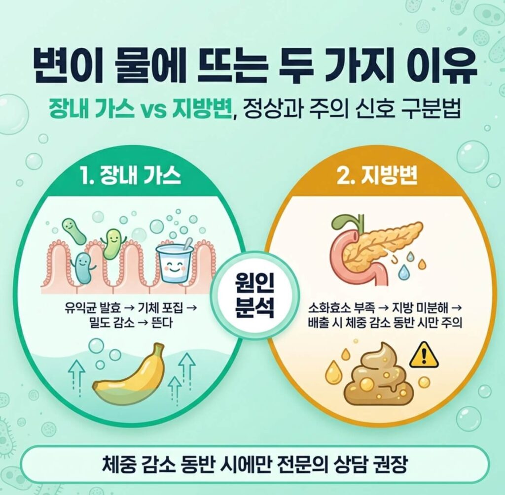 변이 물에 뜨는 이유