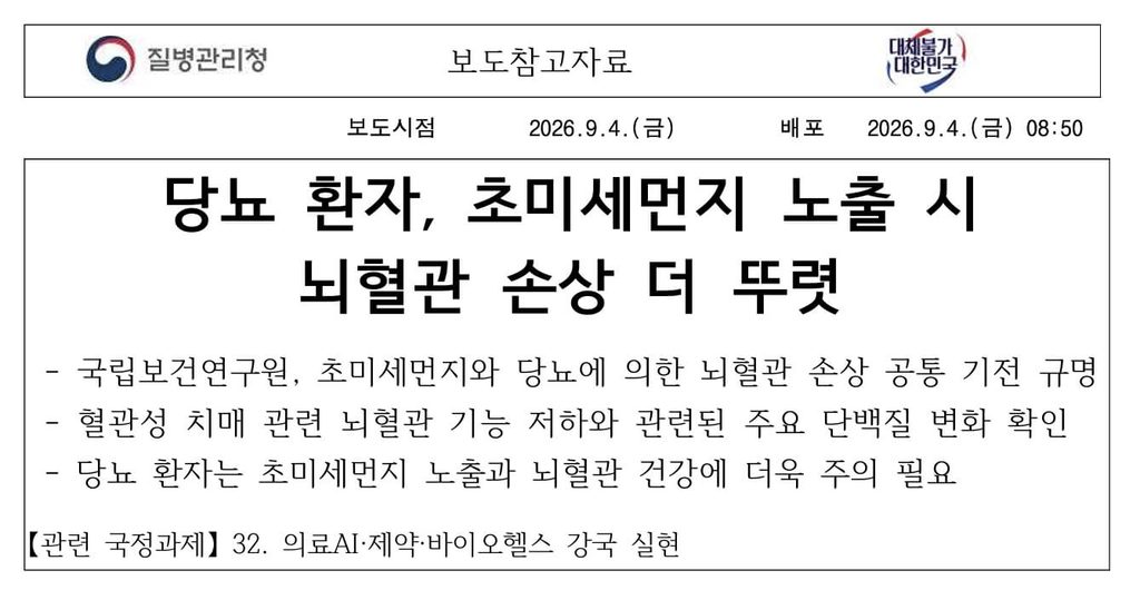 당뇨 환자 초미세먼지 노출